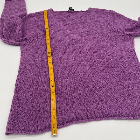 Eileen Fisher Purple Textured V-Neck Cotton Blend Sweater – Size L – Soft Knit - Picture 11 of 12